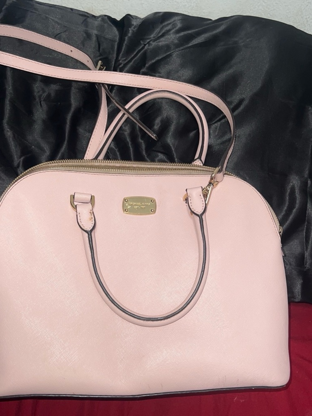 Michael Kors Pale Pink Dome Satchel with Gold Hardware